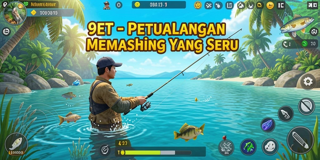 Screenshot gameplay 9ET dengan aksi memancing yang seru dan menantang.
