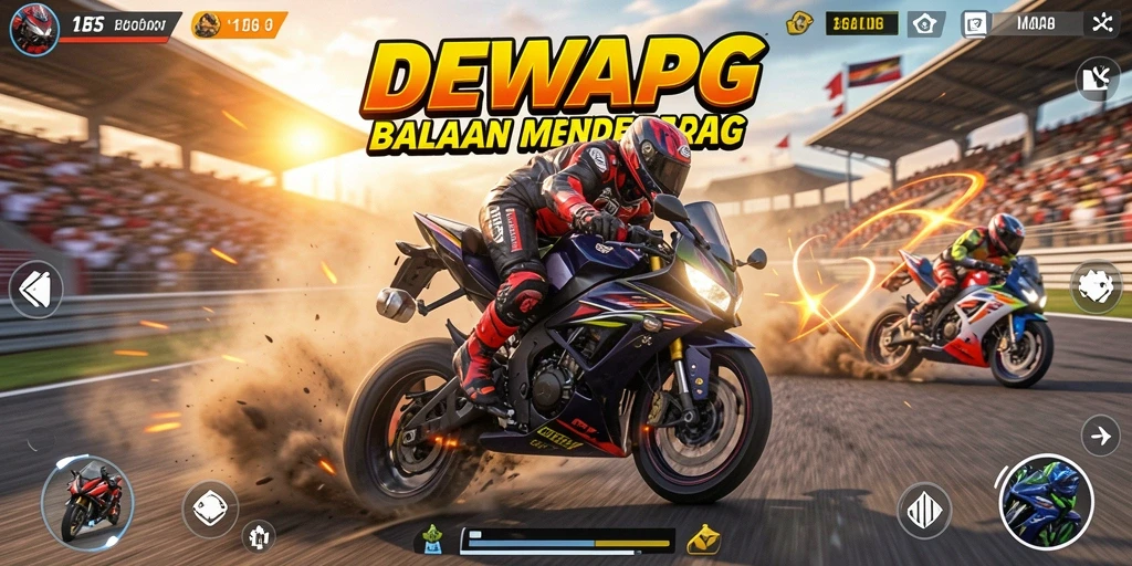 Tampilan gameplay seru dari balapan motor di DEWAPG.