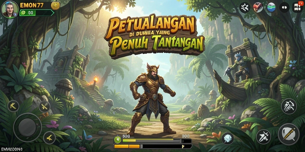 Tampilan gameplay seru dari EMON77 yang penuh petualangan.