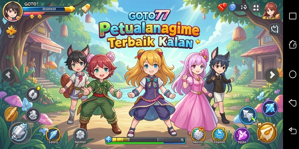 Screenshot utama GOTO77 menunjukkan karakter anime dalam aksi seru.
