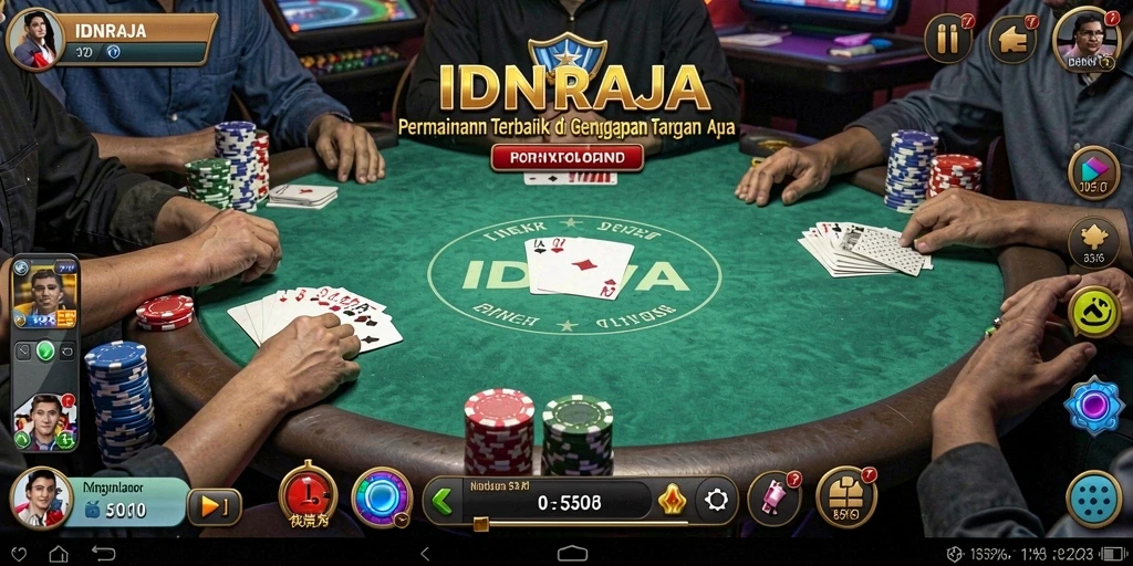 Screenshot gameplay IDNRAJA yang menampilkan aksi seru permainan poker.