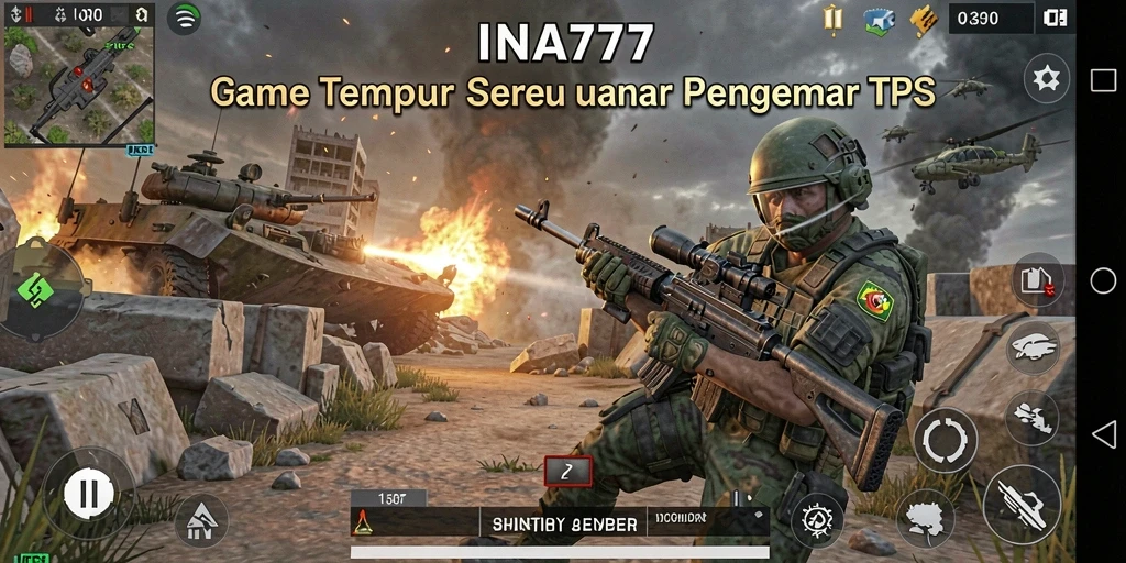 Tampilan gameplay INA777 dengan aksi tembak menembak yang intens.
