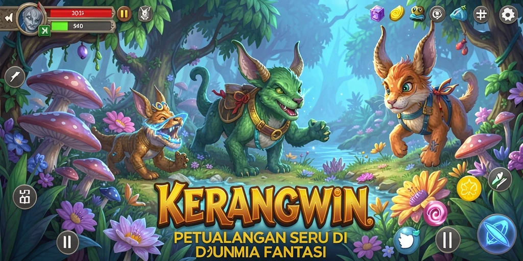 Tampilan gameplay <strong>KERANGWIN</strong> yang penuh warna dan tantangan petualangan.