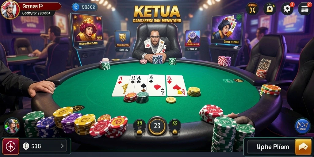 Tampilan gameplay Poker KETUA yang menarik dan mendebarkan.