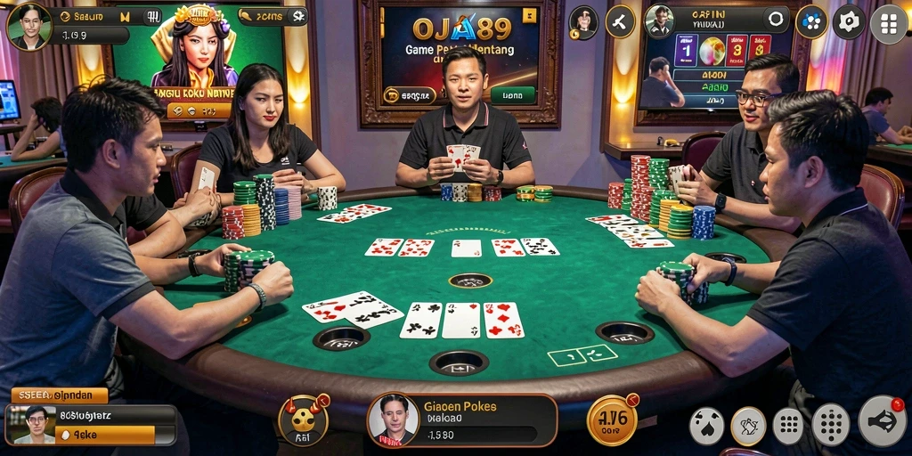Tampilan gameplay poker yang mendebarkan di OJA89.
