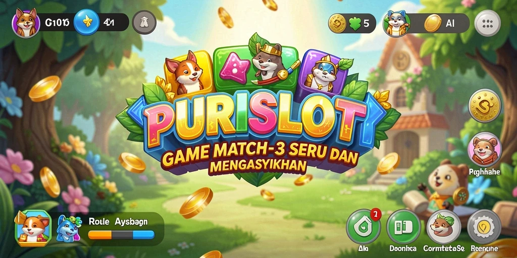 Screenshot gameplay PURISLOT menampilkan aksi mencocokkan barang yang seru.