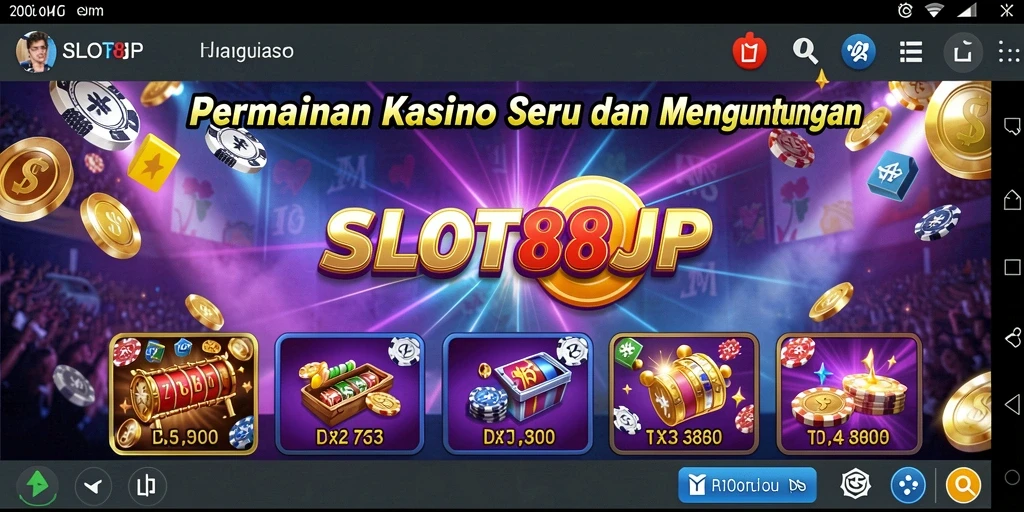 Screenshot SLOT88JP menampilkan gameplay Kasino yang seru dan menangkan.
