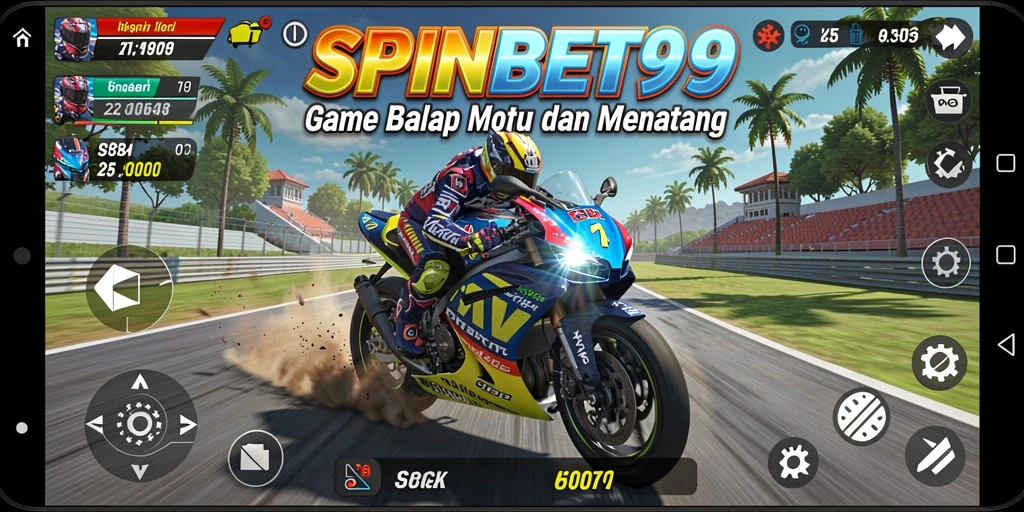 Tampilan seru SPINBET99 saat balapan motor di trek yang menantang.