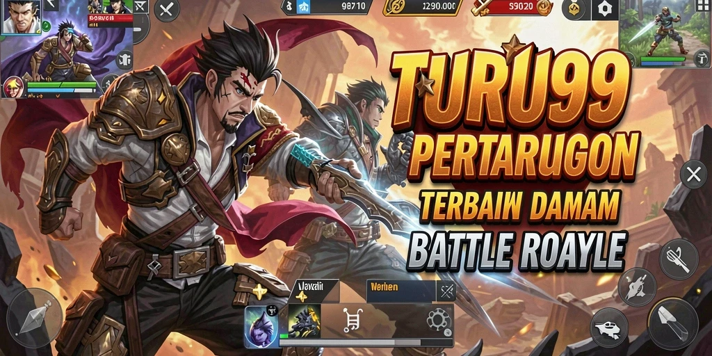 Screenshot TURU99 menampilkan pertempuran seru di arena Battle Royale.