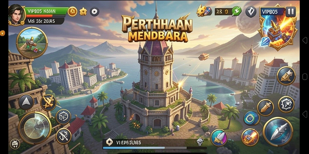 Tangkapan layar VIP805 menampilkan aksi menara yang epik dan strategis.