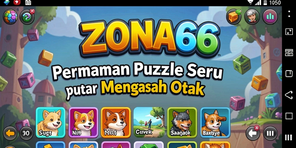 Screenshot ZONA66 menampilkan gameplay puzzle yang menantang.