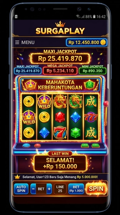 Tampilan antarmuka pengguna surgaplay yang menarik dan intuitif.